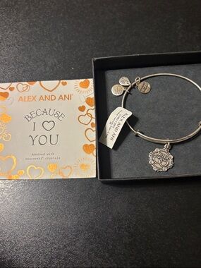 Alex and Ani Silver 'Sister' Charm Bangle with Tag
